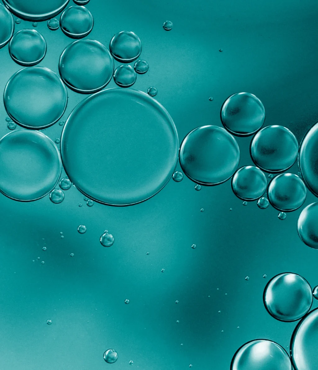 Up-close image of bubbles in water
